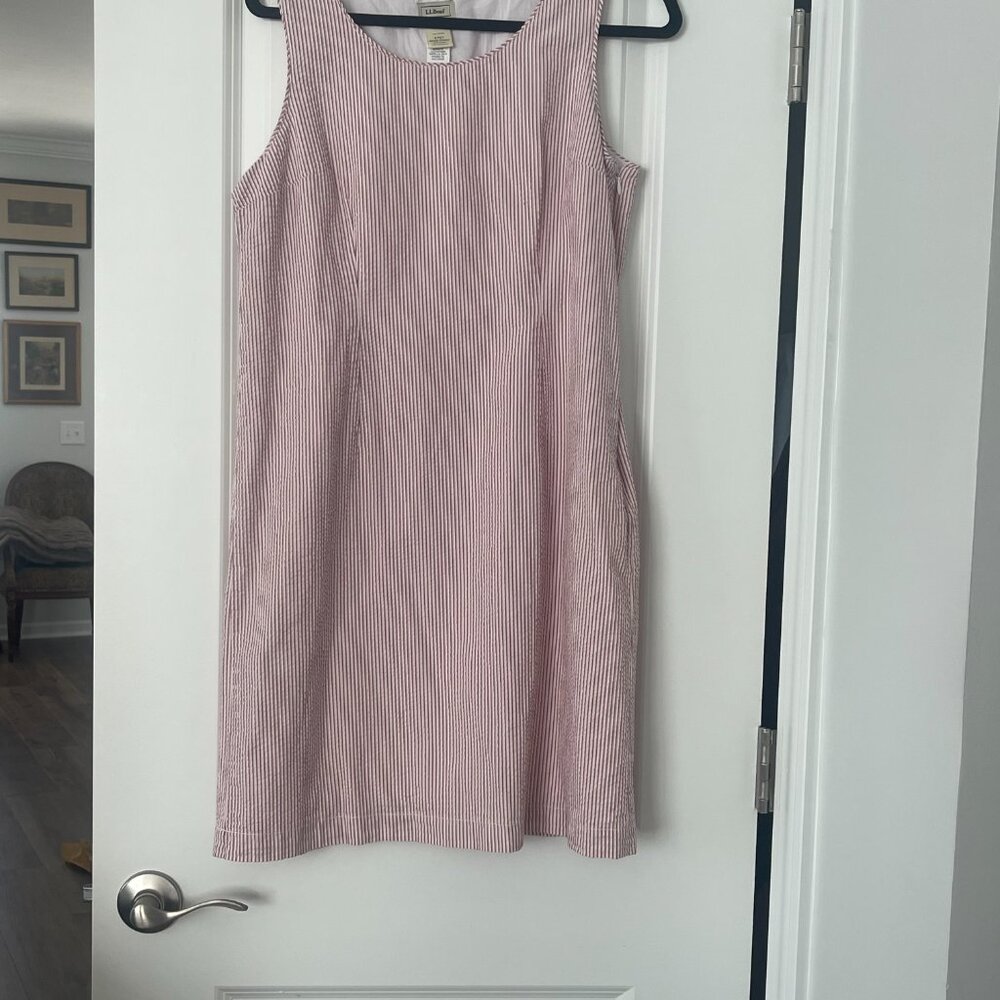 L.L Bean Seersucker Striped Cotton Dress: Size 8P